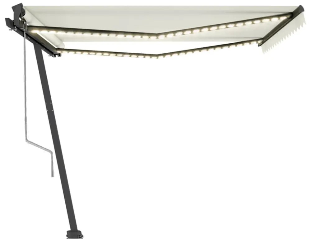 krémszínű automata szélérzékelős és LED-es napellenző 450x350cm