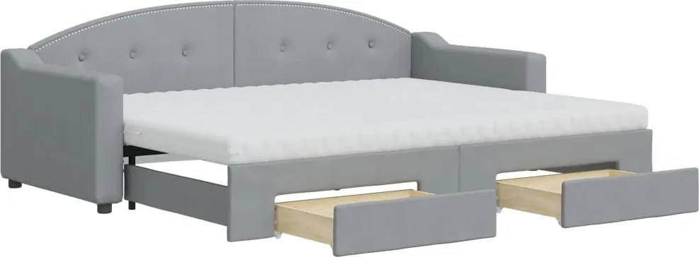 vidaXL világosszürke kihúzható szövet heverő fiókokkal 80 x 200 cm