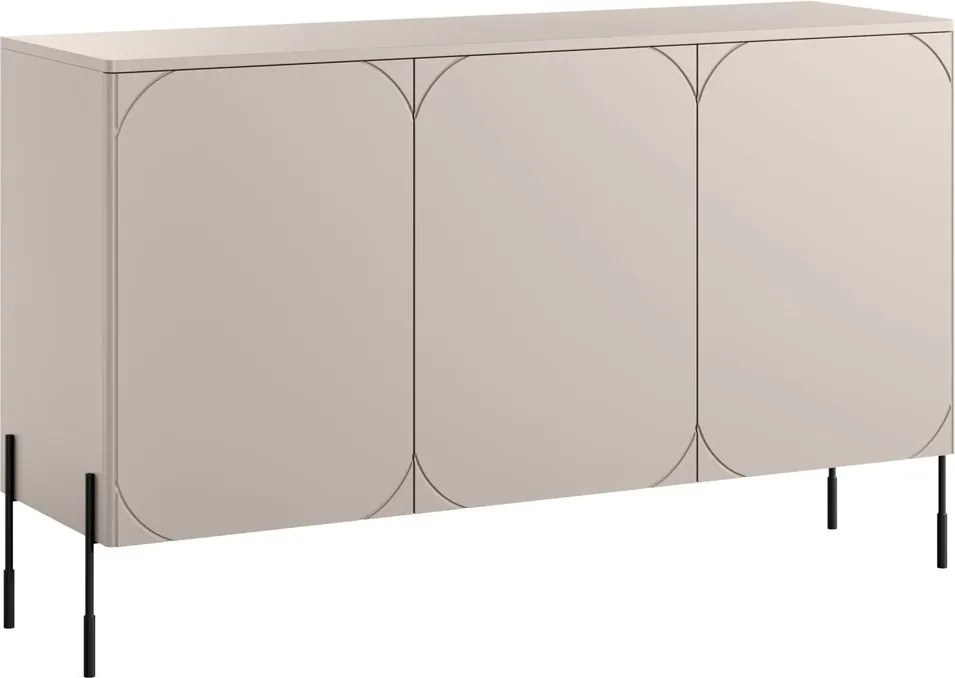 Sonatia komód 150 cm háromajtós - kasmír / fekete lábak