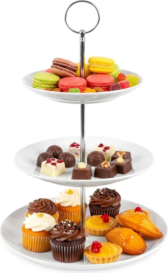 Patera 3 szintes vízszintes tálca Sütemény Sütemények Gyümölcsök Snackek Desszertek