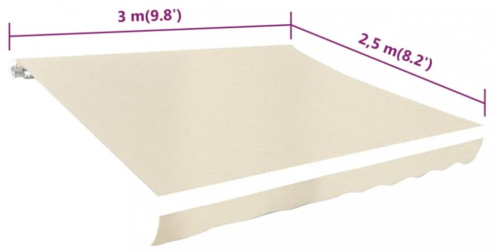 krémszínű napellenző ponyva 3 x 2,5 m (keret nélkül)