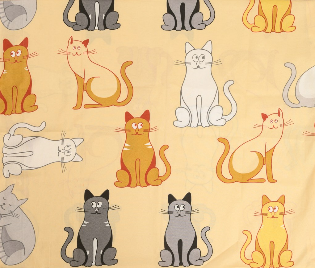 Pamut ágynemű CHROMA CATS krémszínű Ágyneműhuzat mérete: 70 x 90 cm | 140 x 200 cm