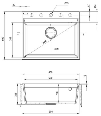 Deante ZRC_S10A - Konyhai mosogató CORIO 50x60 cm gránit/metál szürke