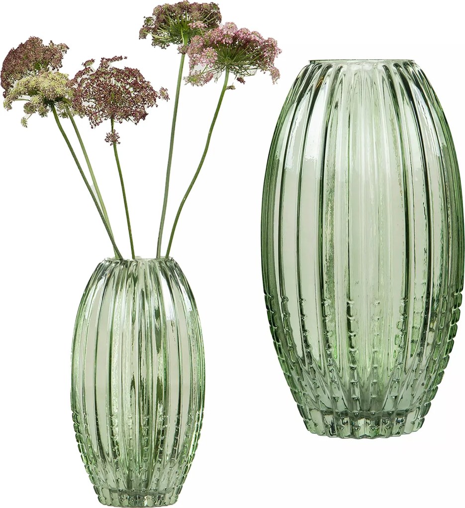 Üveg Váza Magas Zöld átlátszó csokrok gallyak a nappaliba