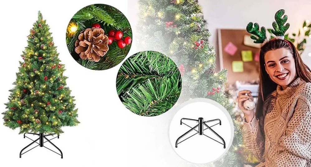 LED-es műfenyő több típusban, melegfehér-320 LED-es, 210 cm