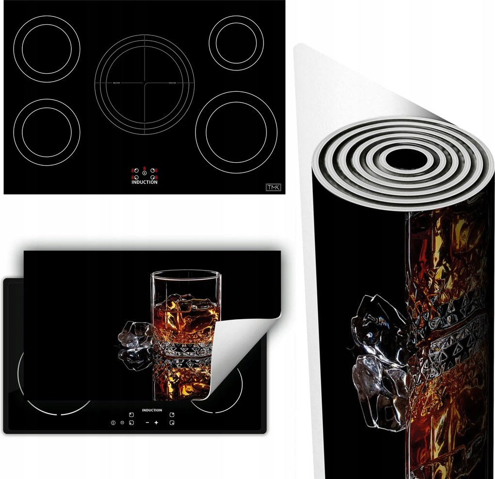 Vinil Tűzhelyvédő Szőnyeg Asztallap 90x52 fekete whisky