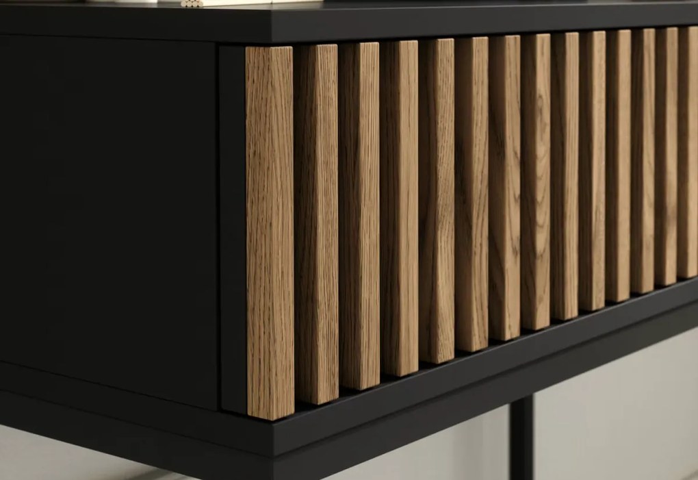 RATINA sminkasztal, 85x155x60, artisan tölgy/fekete matt