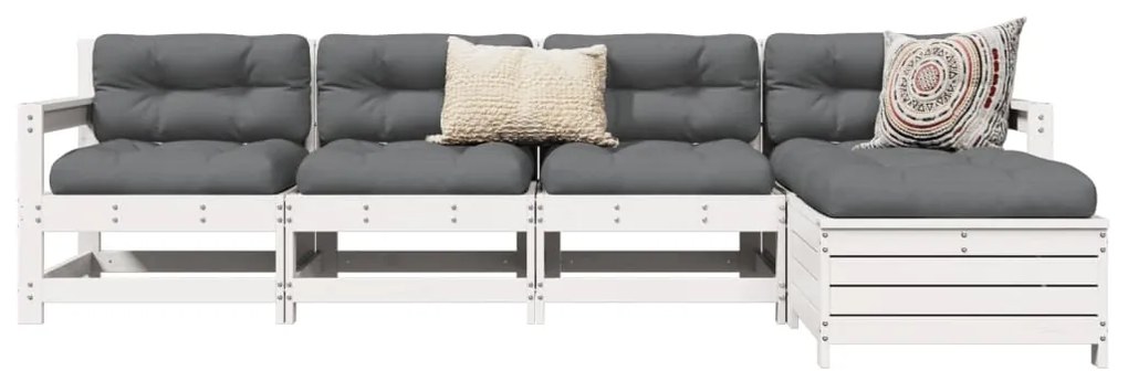 vidaXL 5 részes fehér tömör fenyőfa kerti ülőgarnitúra