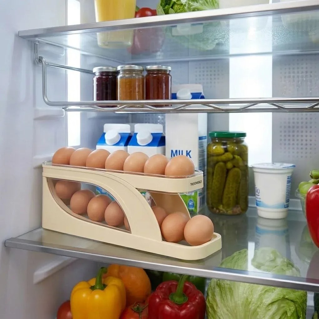 Összecsukható tojásrendező hűtőbe - 2 sor - bézs