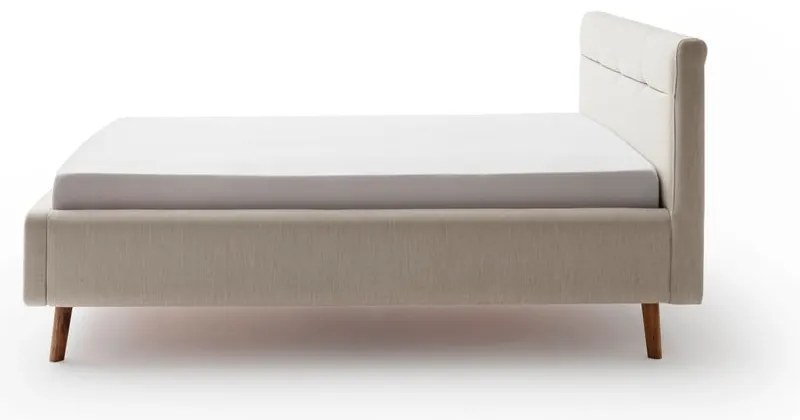 Bézs kárpitozott ágyneműtartós franciaágy ágyráccsal 140x200 cm Lotte – Meise Möbel
