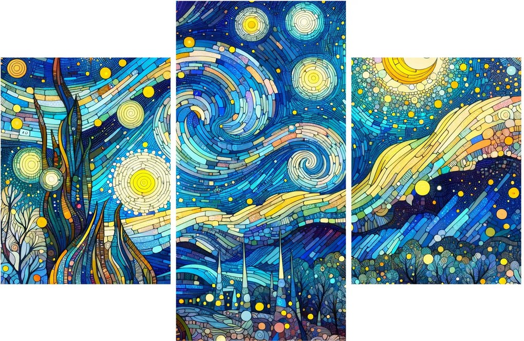 Kép – Csillagos éjszaka mozaikja (90x60 cm)