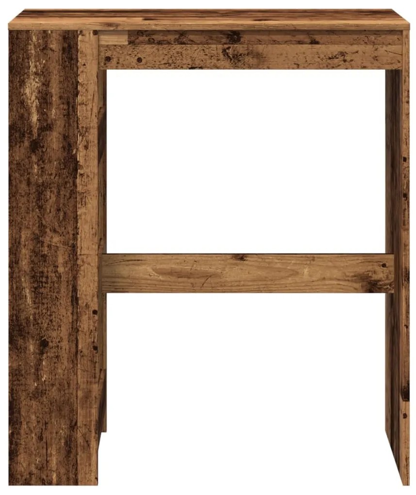 antik fa színű szerelt fa bárasztal tárolókkal 90x40x103,5 cm