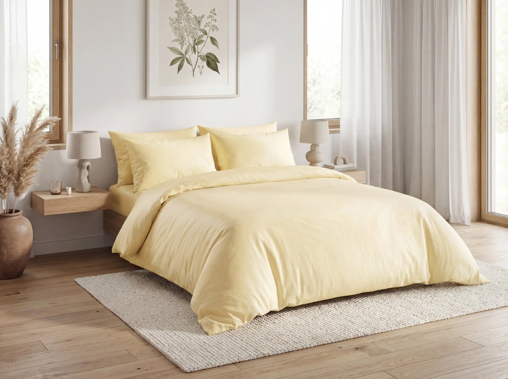 Pamut ágynemű CALMORA világossárga Ágyneműhuzat mérete: 2 db 70 x 90 cm | 200 x 220 cm