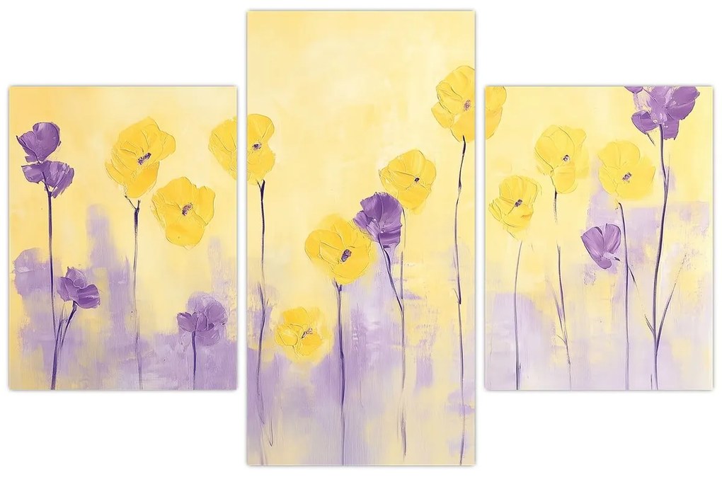 Kép - Lila és sárga virágok (90x60 cm)