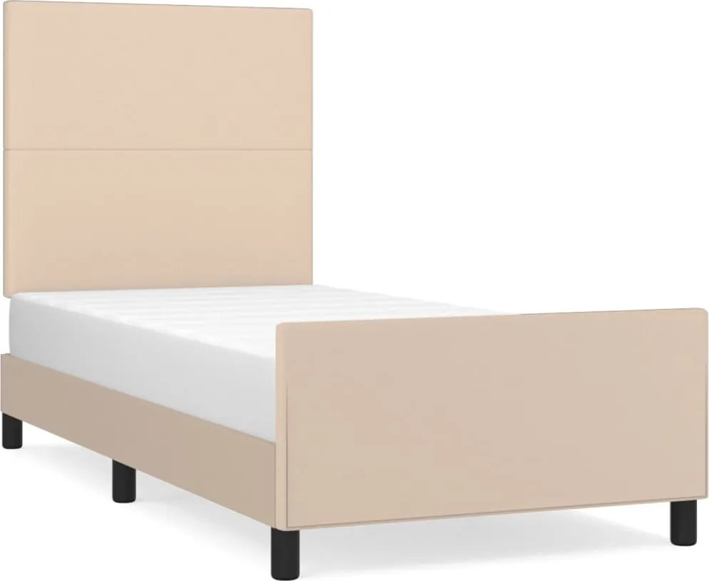 vidaXL cappuccino színű műbőr ágykeret fejtámlával 80 x 200 cm