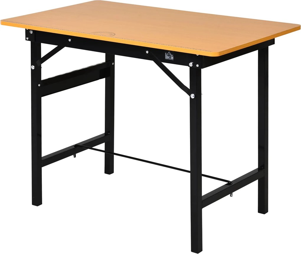 HOMCOM Összecsukható Munkaasztal Szabályzóval - Max. Terhelés 100 kg - 100x60x75,5 cm Natúr és Fekete | Aosom