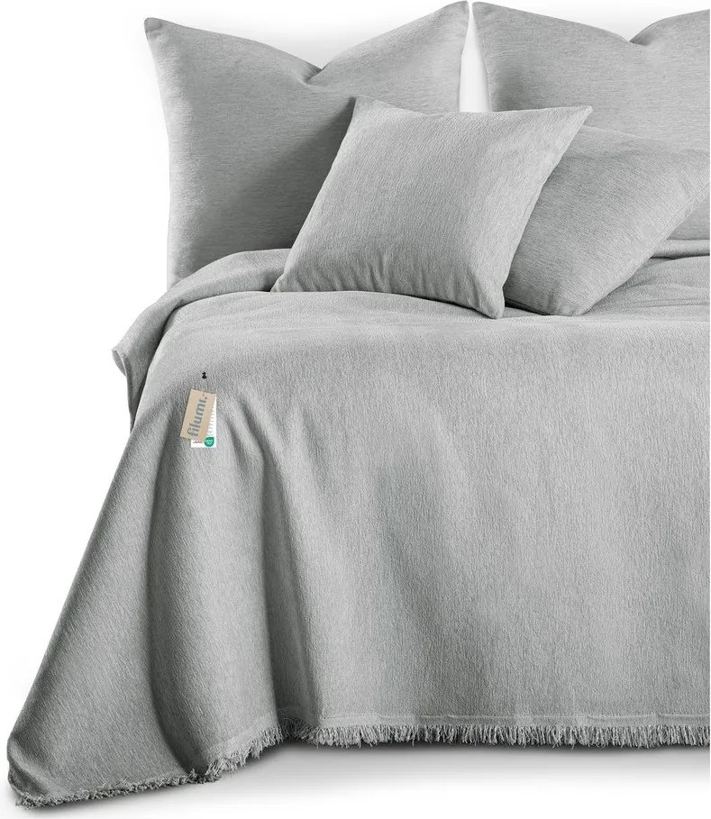 Világosszürke zsenília ágytakaró 220x240 cm Talo – Filumi