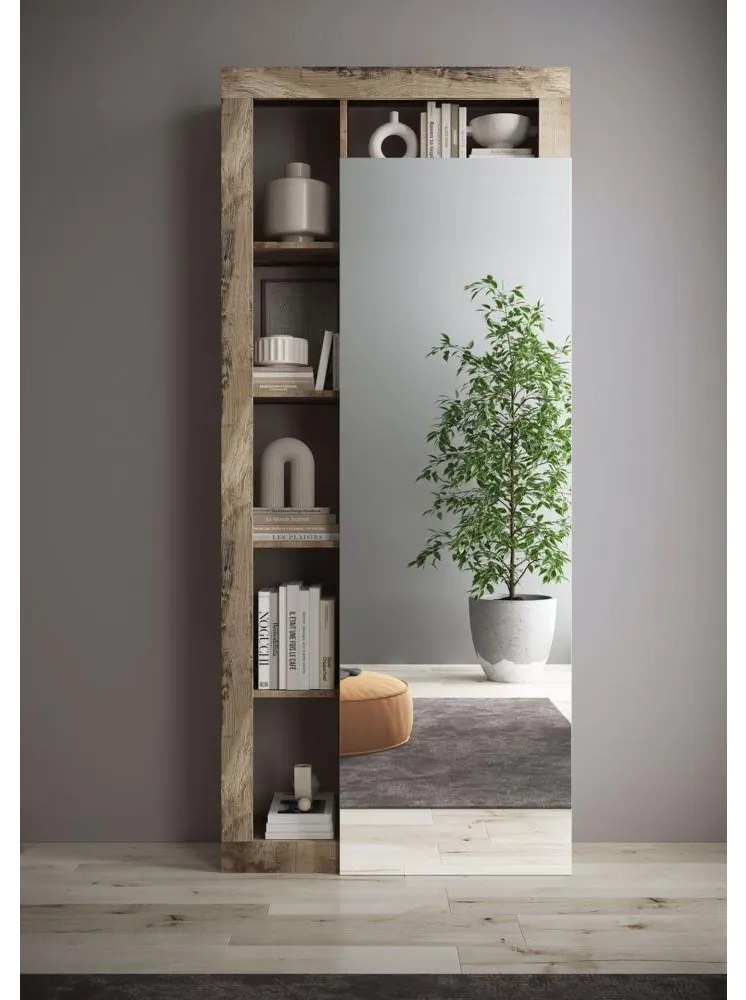 LENOR gardróbszekrény 91x209 cm fehér/barna