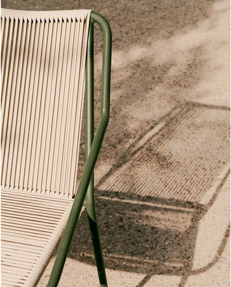 Sötétzöld-bézs fém kerti szék Zivia – Kave Home