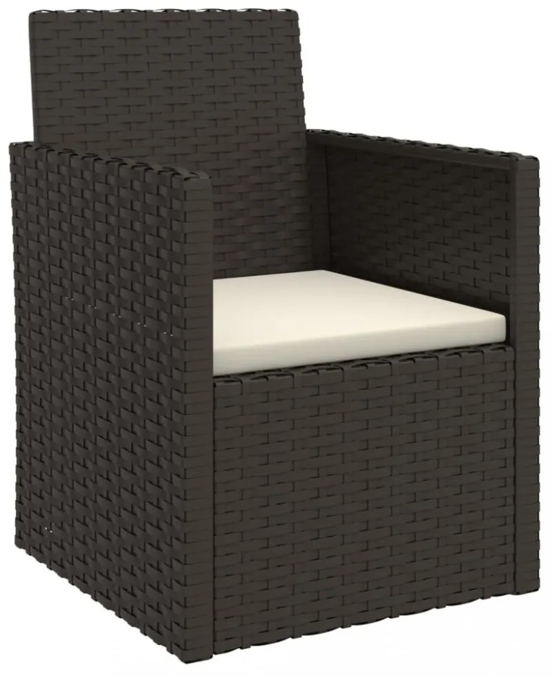 3 részes fekete polyrattan kültéri ülőgarnitúra párnákkal