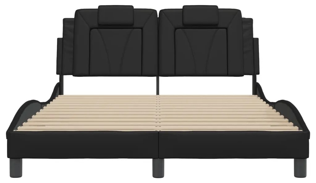 fekete műbőr ágykeret Viana matrac nélkül 140 x 190 cm