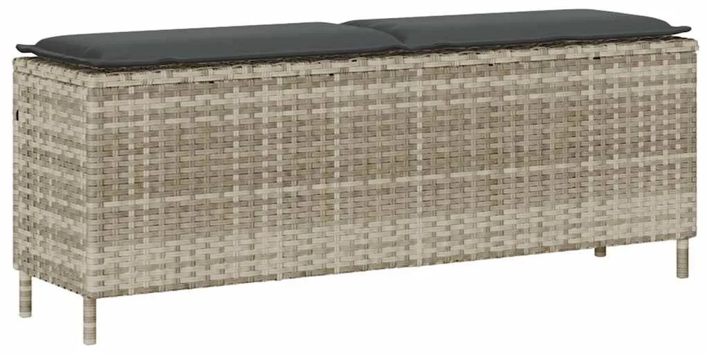 Világosszürke polyrattan kerti pad párnával 110x30x40,5 cm