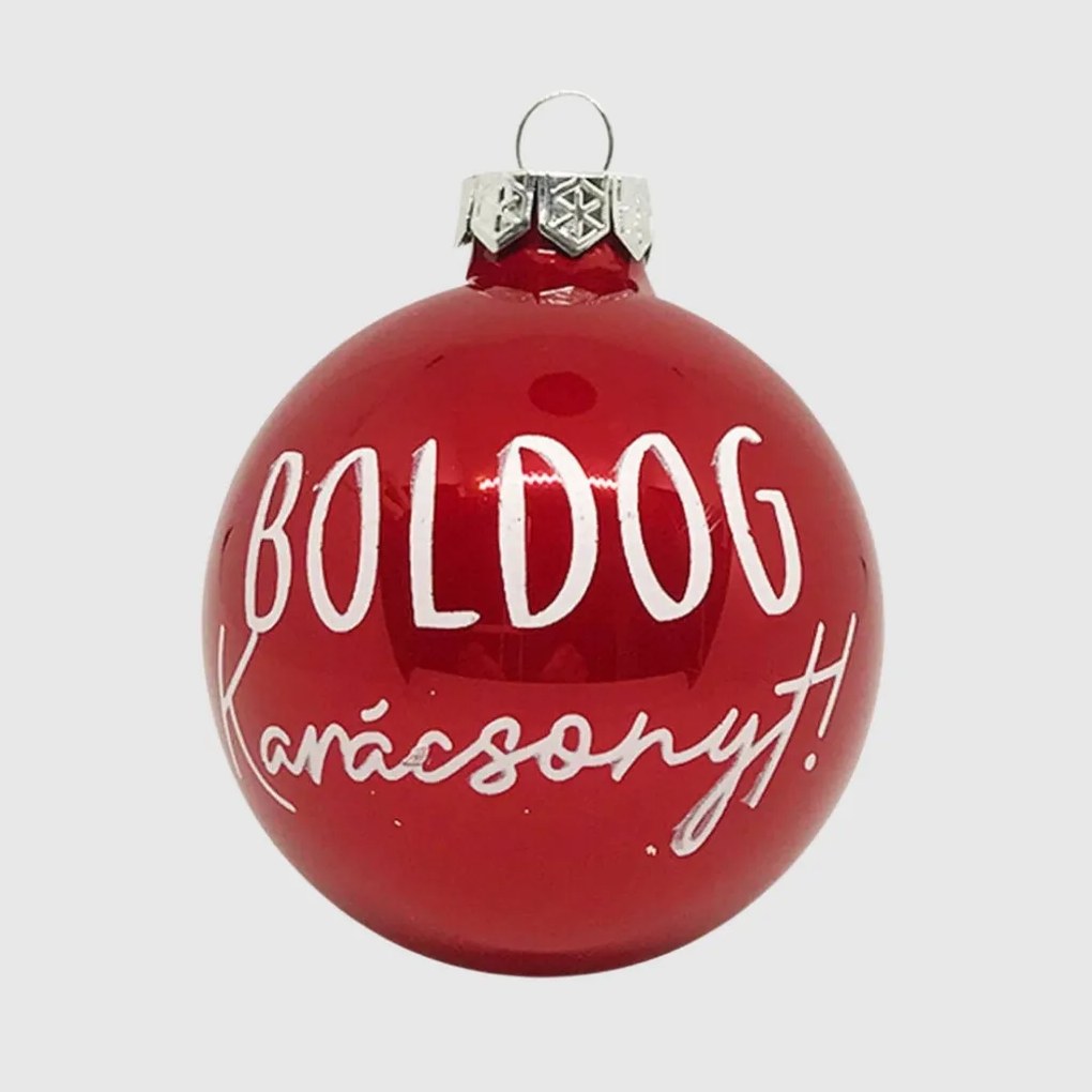 Boldog karácsonyt! kézzel festett üveg karácsonyi gömb szett 6*7cm