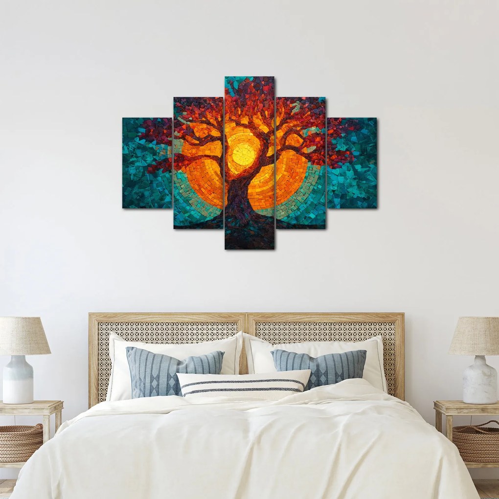 Kép - Az élet fája és a nap mozaikban (150x105 cm)