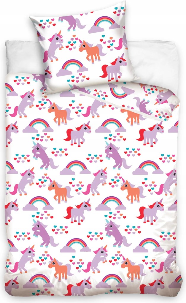 Lány Ágynemű Garnitúra Egyérnű Szivárvány Szívek 160x200