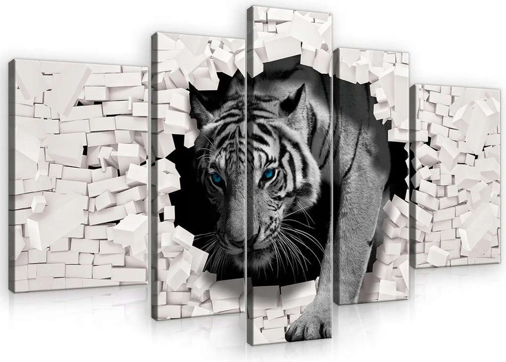 3D Tigris Vászonkép Nappali Hálószobába 5 Részes 170x100