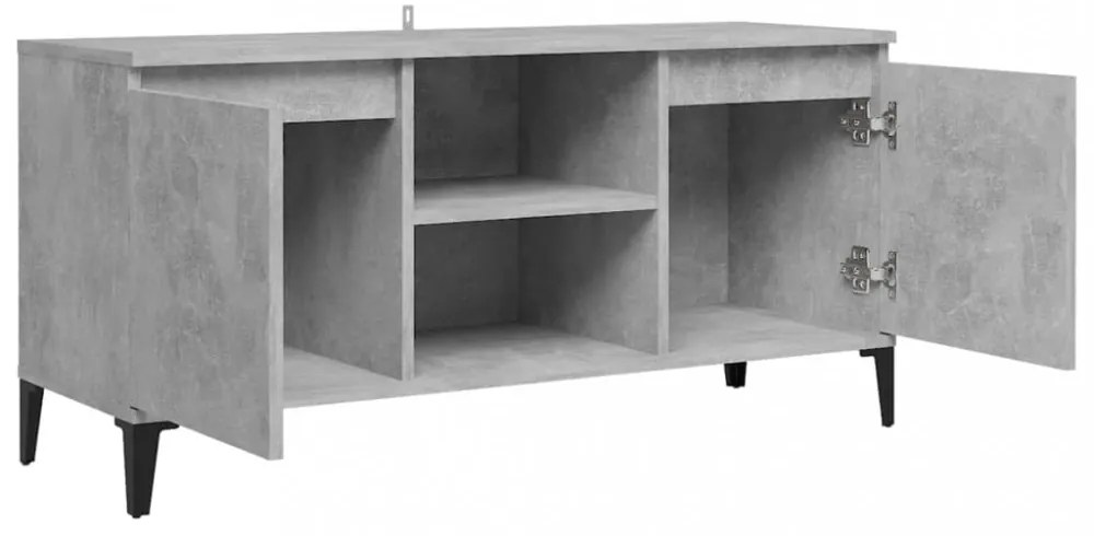 betonszürke TV-szekrény fémlábakkal 103,5 x 35 x 50 cm