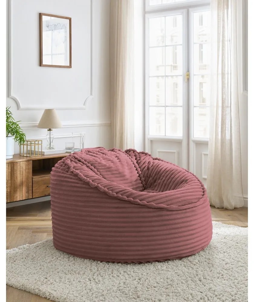 Rózsaszín kordbársony babzsákfotel Socrate – Bobochic Paris