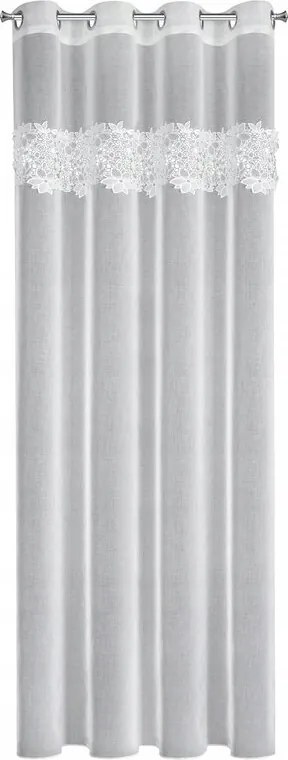 Függöny Kész Átvezetőkkel 140x250 Függöny Etamin Díszített Virágok