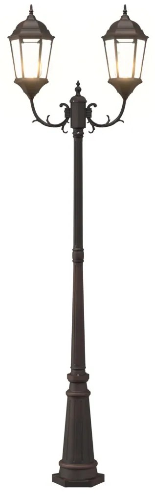 Kerti Lámpaoszlop 2-Lámpás E27 Bronz 235 cm Alumínium