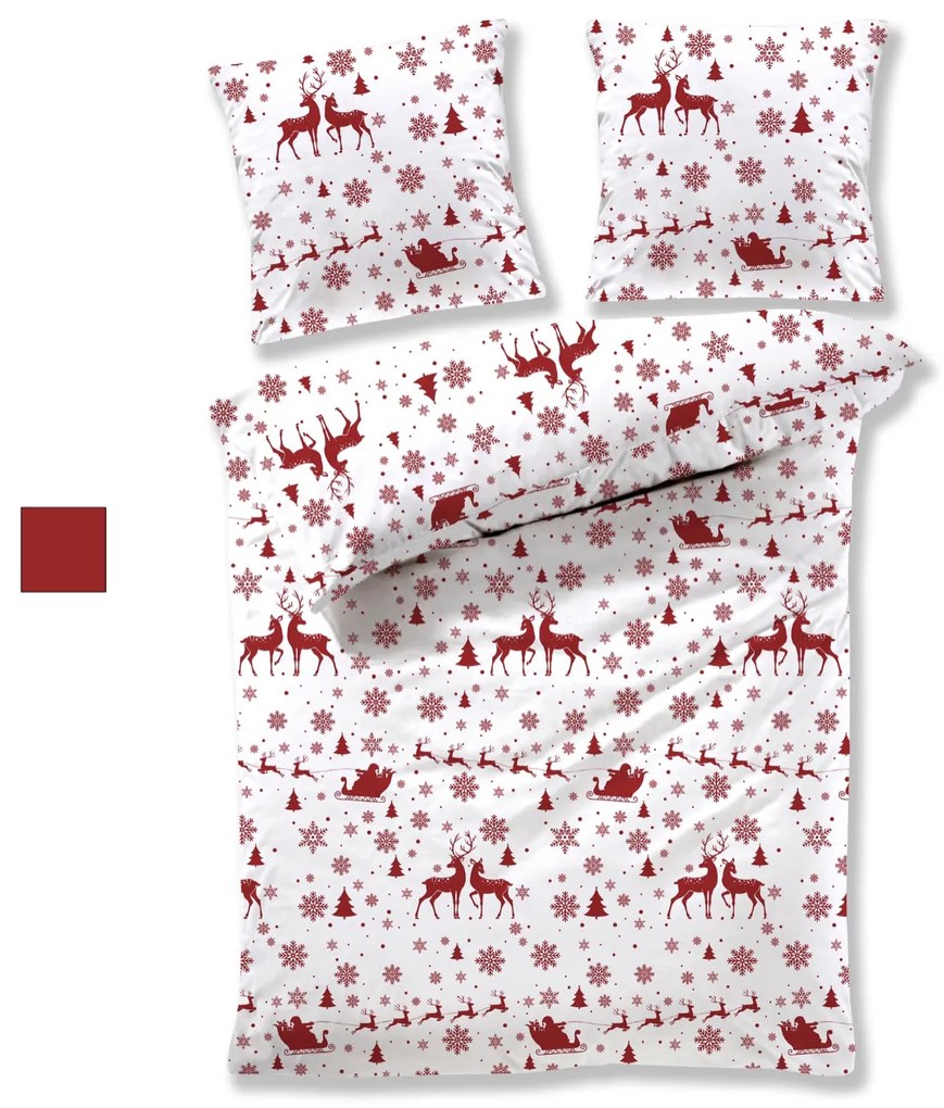 Flanel lepedők karácsonyi Christmas time piros 200x140cm+90x70cm TiaHome