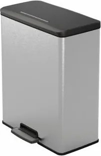 Pedálos szemetes, műanyag, 65 l, CURVER Deco bin, fekete/ezüst (KHMU244)