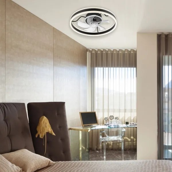 LED mennyezeti lámpa ventilátorral APOLLO LED/38W/230V fekete + DO