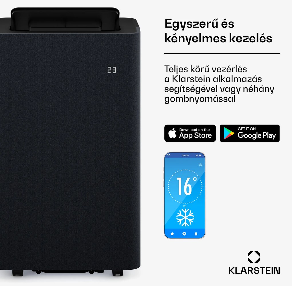 Klarstein AireLux hordozható klímaberendezés, 14.000 BTU, Okos vezérlés, Modern