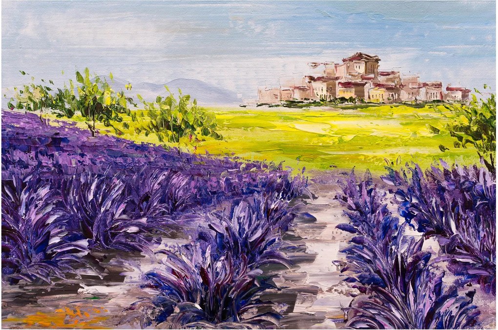 Kép - Provence, franciaország, olajfestmény (90x60 cm)