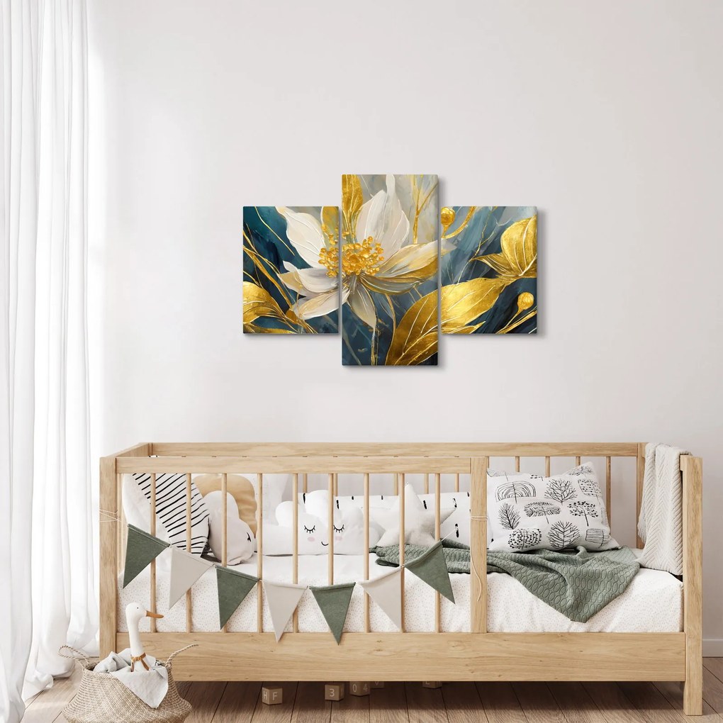 Kép - Festmény arany virágok (90x60 cm)