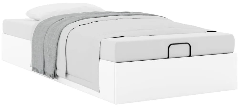 Ottomán ágykeret matrac nélkül fehér 100x200 cm műbőr