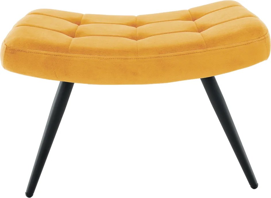 Fotel lábtartóval, sárga Velvet szövet/fekete, HABEN