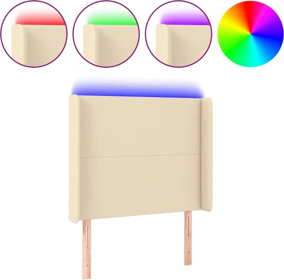 vidaXL krémszínű szövet LED-es fejtámla 103x16x118/128 cm