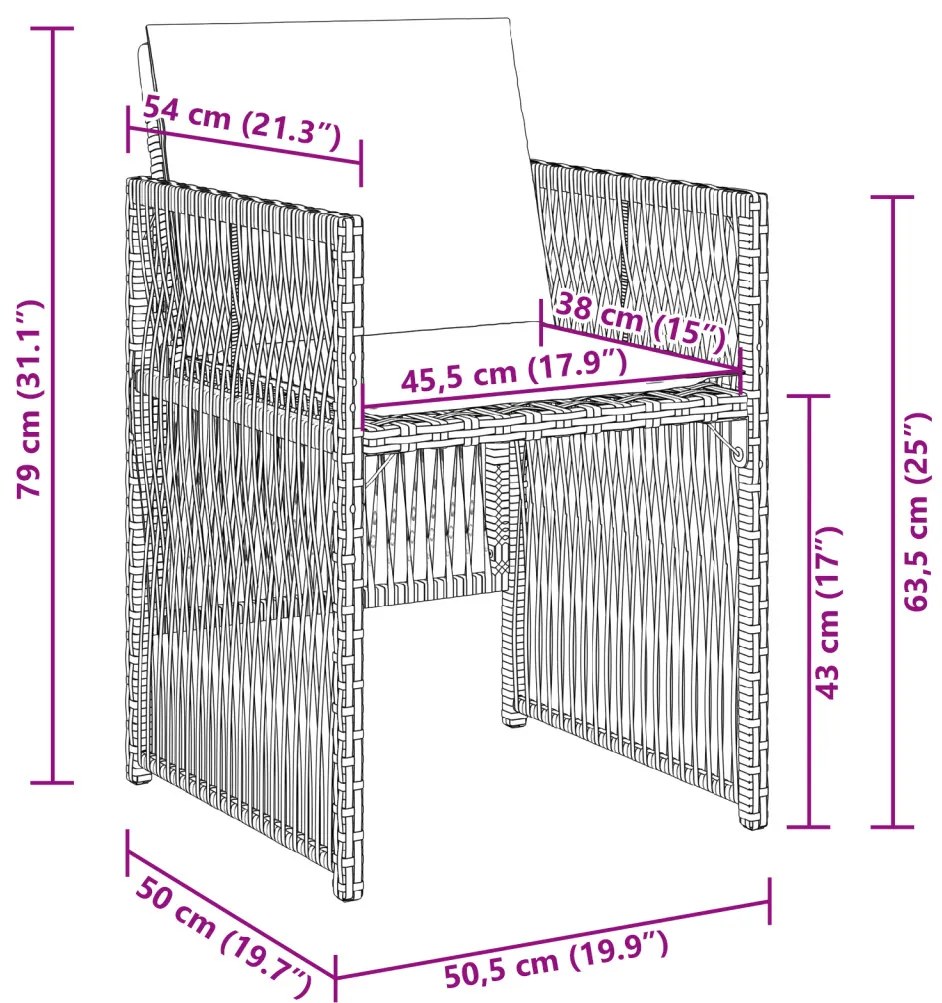 5 Darabos Kert Étlkező Szett Párnákkal Fekete Poly Rattan