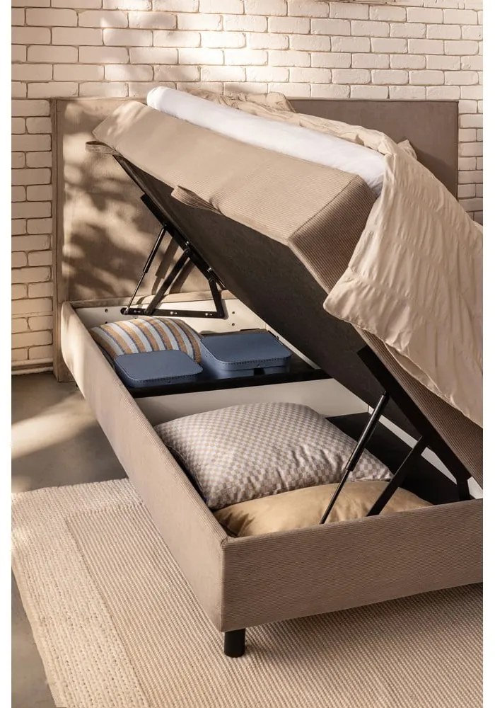 Bézs ágyneműtartós boxspring ágy 180x200 cm Elva Bold Line – Bonami Selection