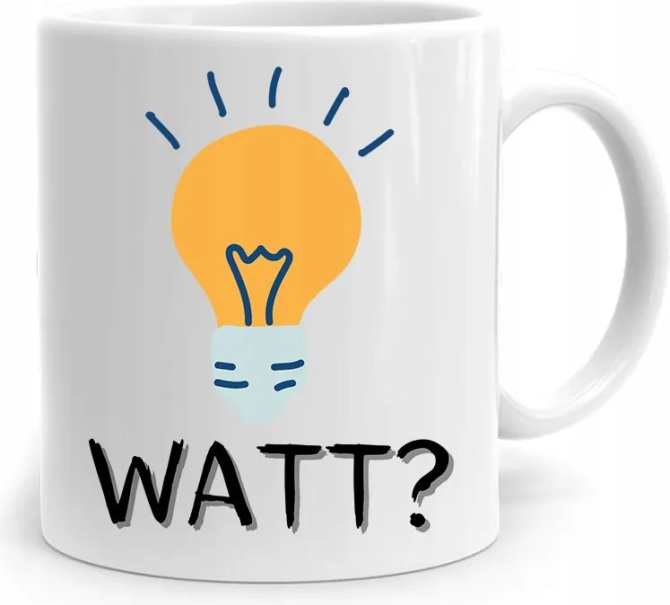 Ajándék Bögre Villanyszerelőnek Watt? Izzó nyomott mintával