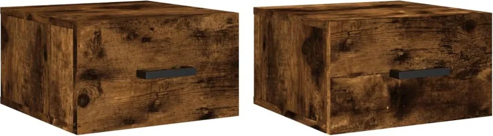vidaXL 2 db füstös tölgy színű fali éjjeliszekrény 35 x 35 x 20 cm