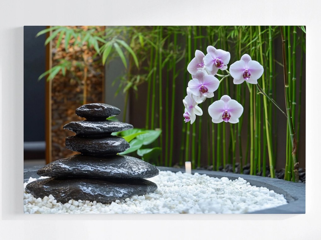 Vászonkép Canvas Zen Spa Orchidea Kövek Relaxáció Bambusz 120x80