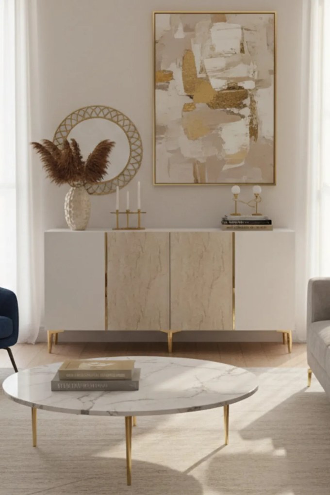 Poli 150 - White, Travertine, Gold