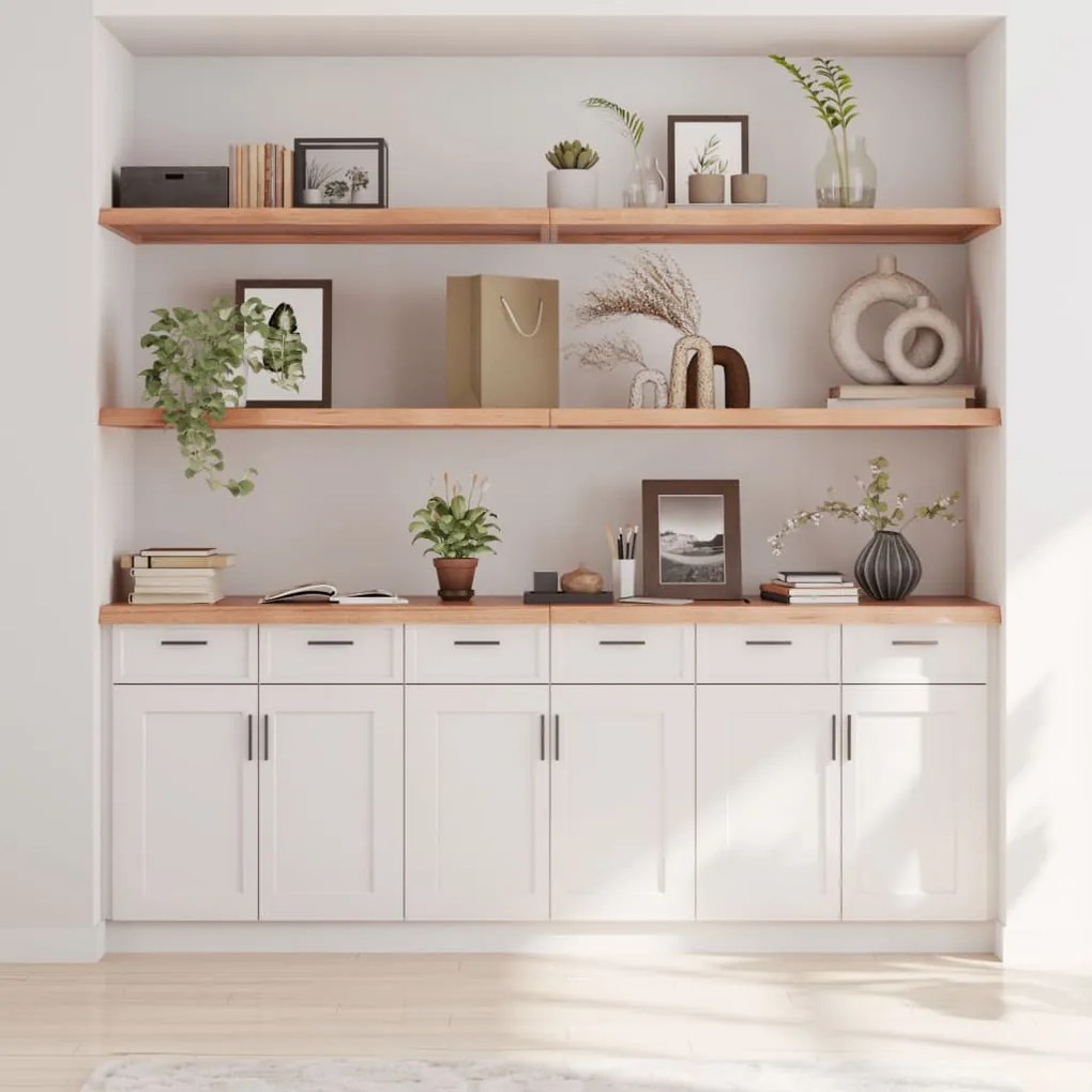 világosbarna kezelt tömör tölgyfa fali polc 200 x 60 x (2-4) cm